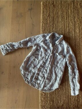 Babaton Striped Button-Up Shirt - Navy & White